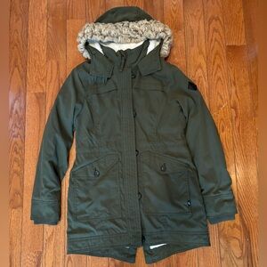 Army Green Parka Coat with Fully Lined Inside
